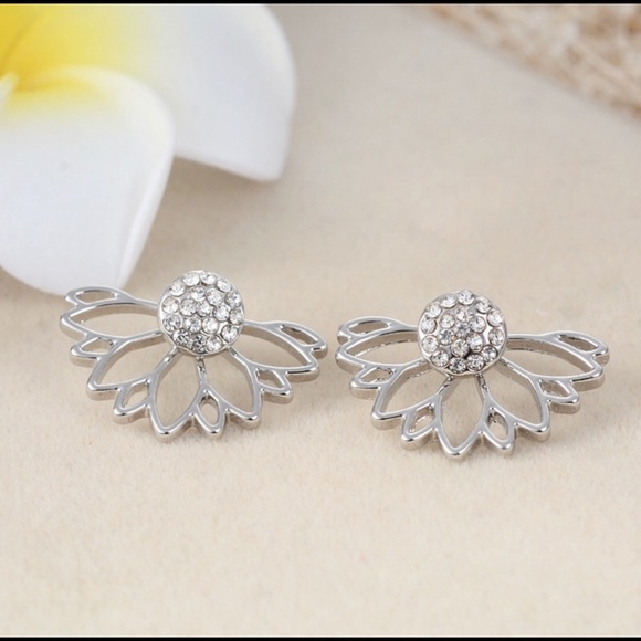 🆕Silver Lotus Earrings - Picture 6 of 7